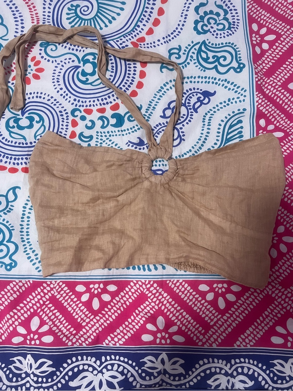 Zara Halter Linen Crop Top
